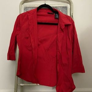 No Boundaries Red Button Down Top